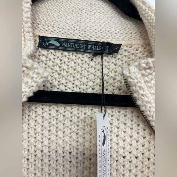Nantucket Whaler Full Zip Up‎ Men’s Sweater - Cream - Size L - Picture 3 of 6